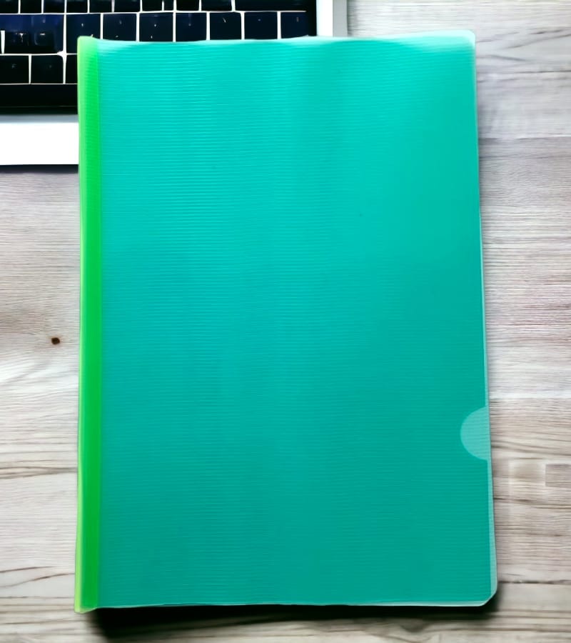 Plastic File Folder for Document Sliding Bar Report Covers A4 Size - Transparent Green(Pack of 2)